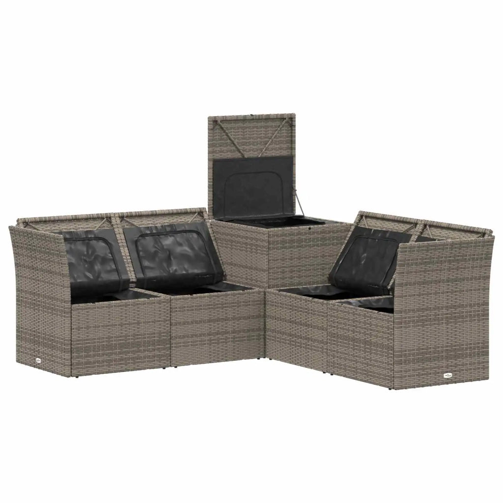 Set di divani 5 pz Grigio e Blu Navy Rattan sintetico e Acciaio 3447841