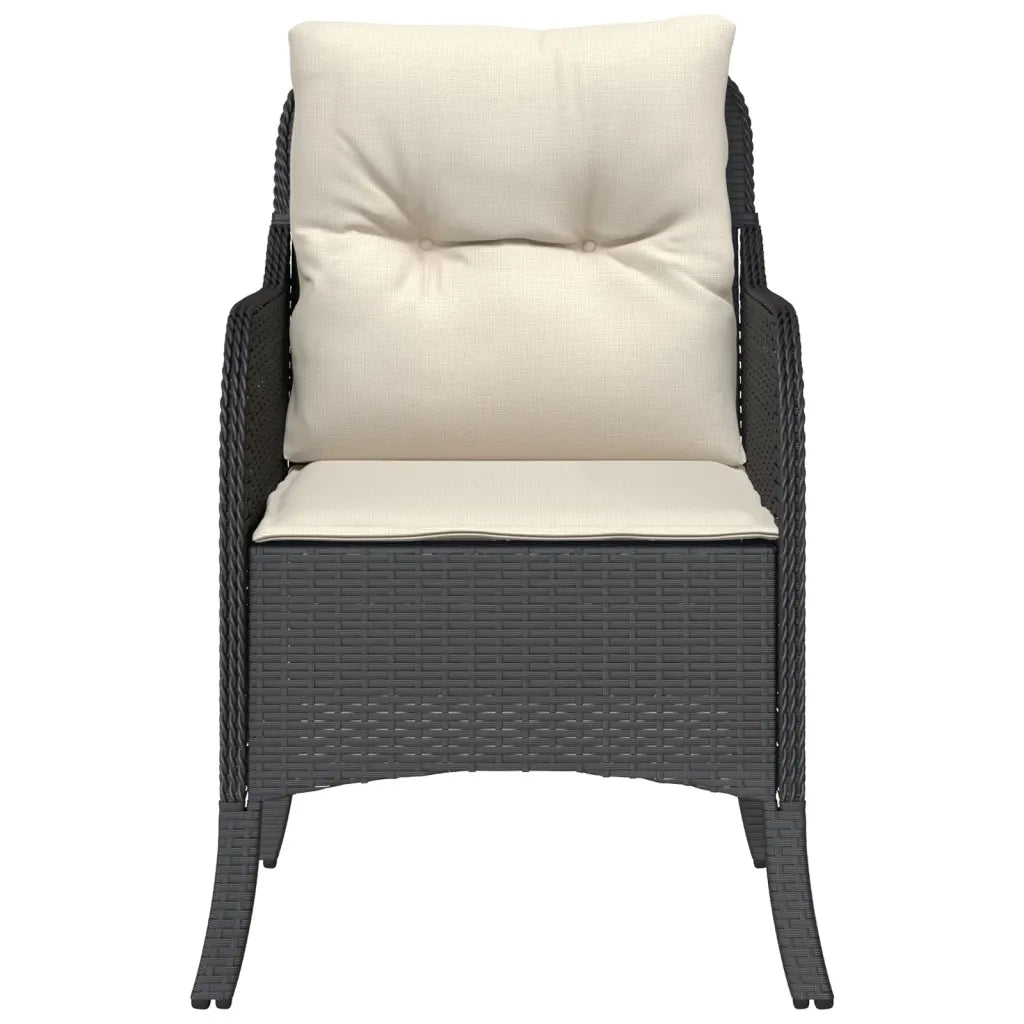 Sedie da Giardino con Cuscini 2 pz | Sedie da Esterno Nere in Polyrattan
