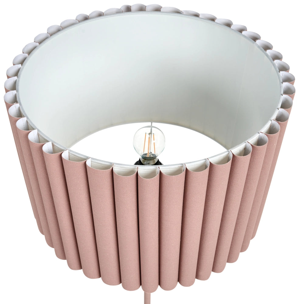 Lampada da terra marrone in poliestere e lino con paralume a tamburo in ferro da 155 cm per camera da letto e soggiorno stile retrò classico