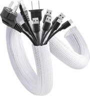 Cavo a spirale 12-20 mm autochiudente - Mantello a maglia flessibile per protezione cavo ufficio TV - Bianco - Protezione cavo per cani gatti