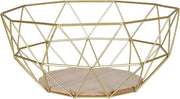 Fruitiera moderna in legno MDF con fondo dorato 26 x 12 cm per decorazione di tavola.