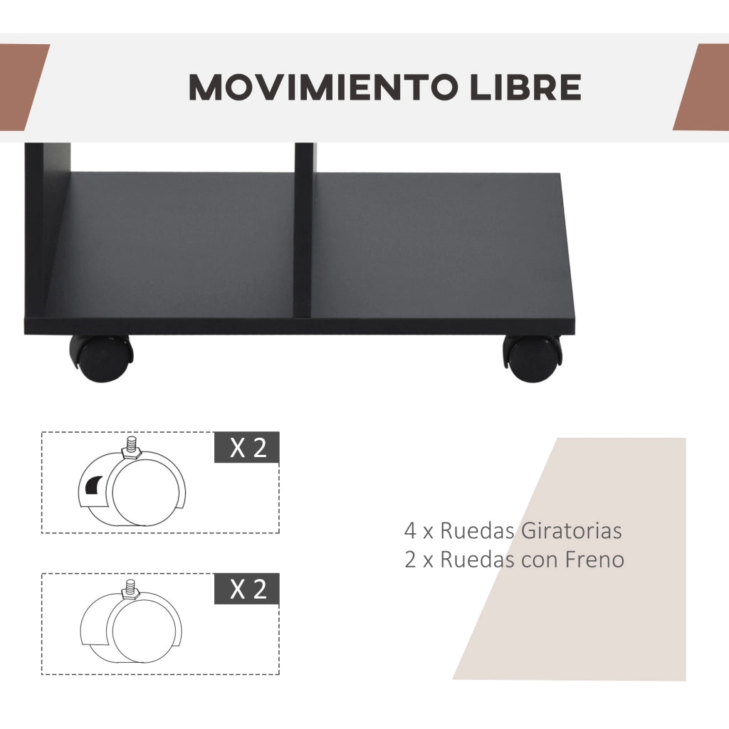 Tavolino con rotelle ¨C zephmum ¨C 45x35x58 cm nero