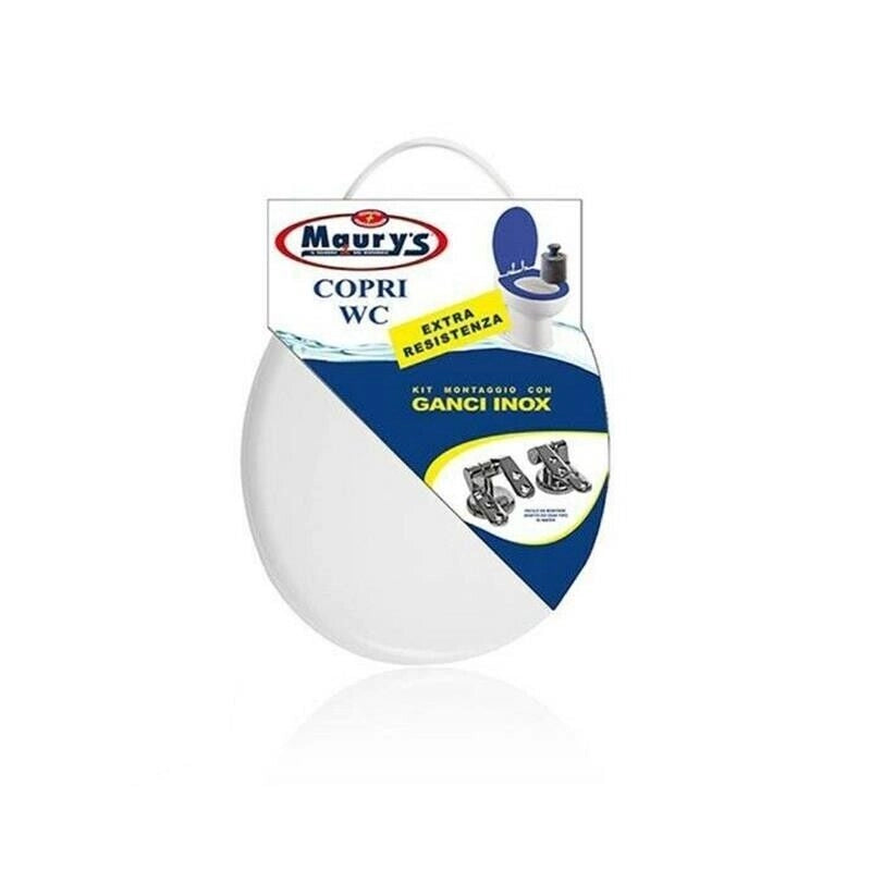 MAURY'S COPRI WATER WC EXTRA BIANCO KIT DI MONTAGGIO CON GANCI INOX