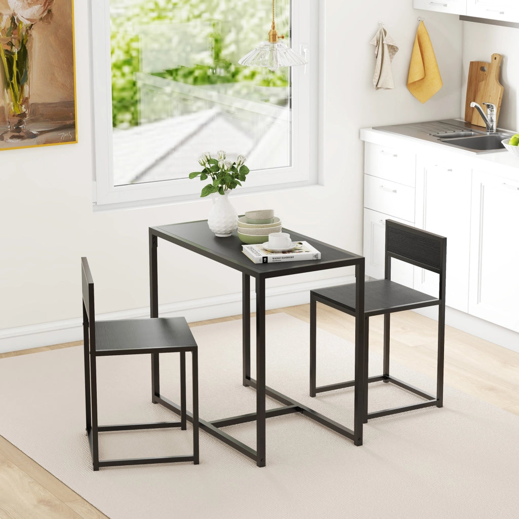 Set tavolo da pranzo con 2 sedie ¨C Xylo ¨C Nero, 3 pezzi per cucina e sala