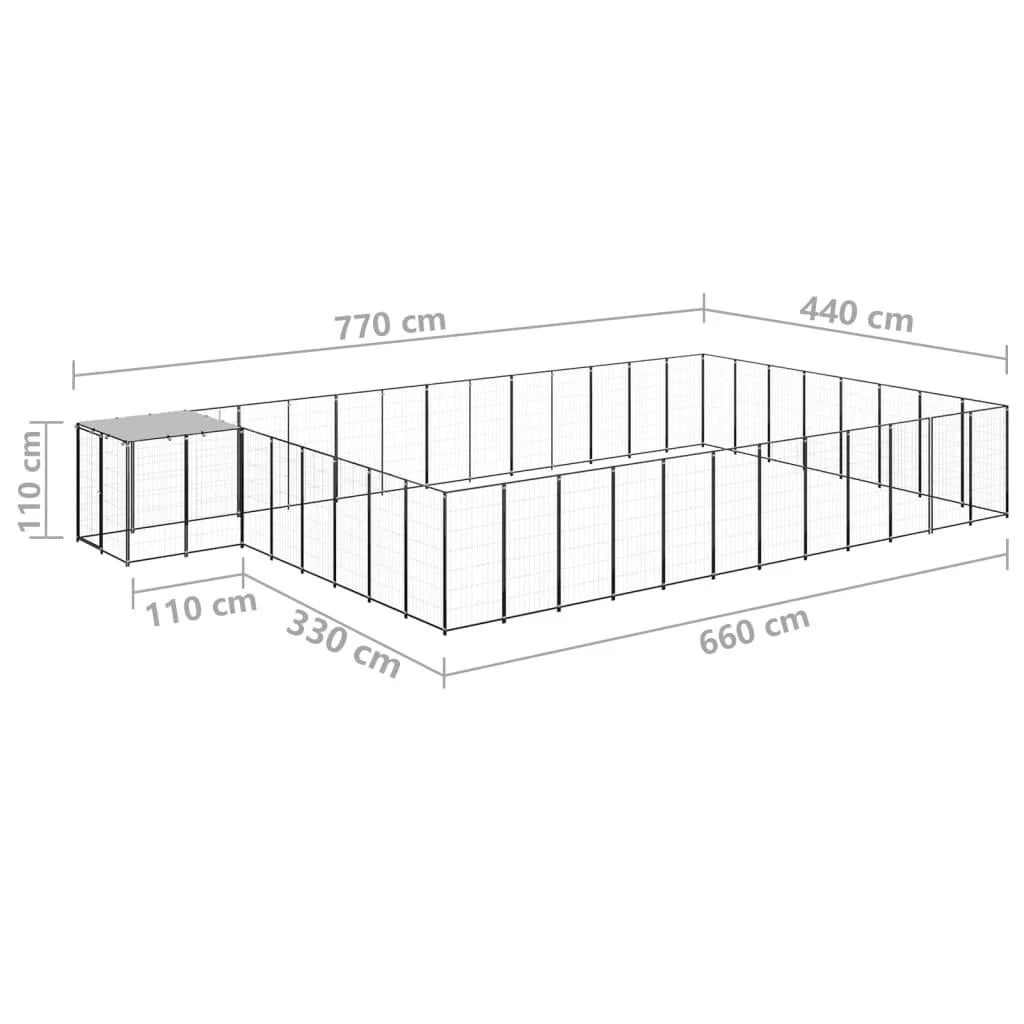 Recinto per animali da esterno per cani 30,25 m² 110 cm acciaio nero 02_0000522