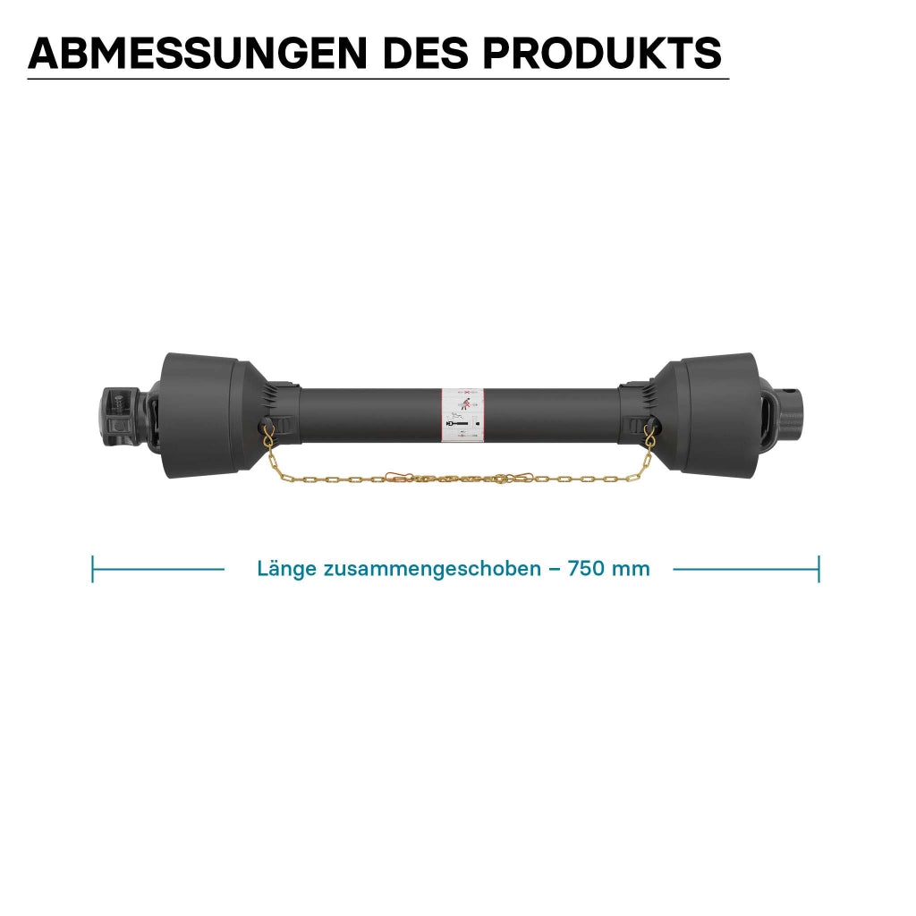 Albero cardanico T1 Giunto cardanico 750mm 210Nm 540rpm Cardano 18kW (25CV) 2x 1 3/8" 6 denti
