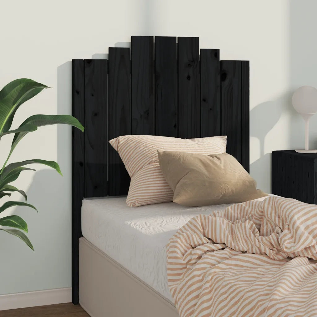 Testiera per Letto Nera 81x4x110 cm in Legno Massello di Pino 818449