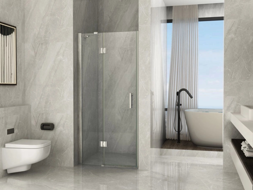 Porta doccia in Cristallo 8 MM un lato apertura anta battente con cerniere inox - Misura: 130 x h195 cm