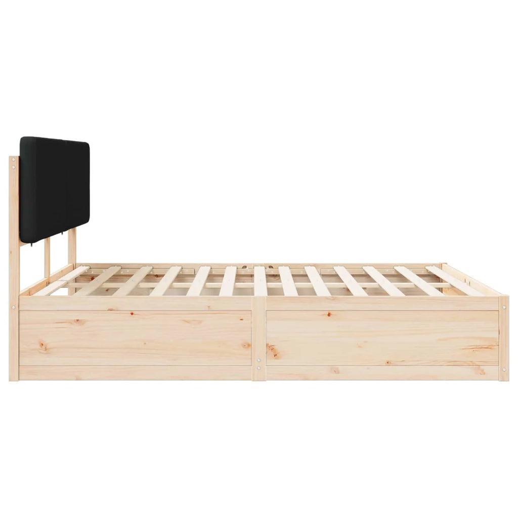 Letto con Testiera Rivestita Nero 180 x 200 cm Pino massello 3398146