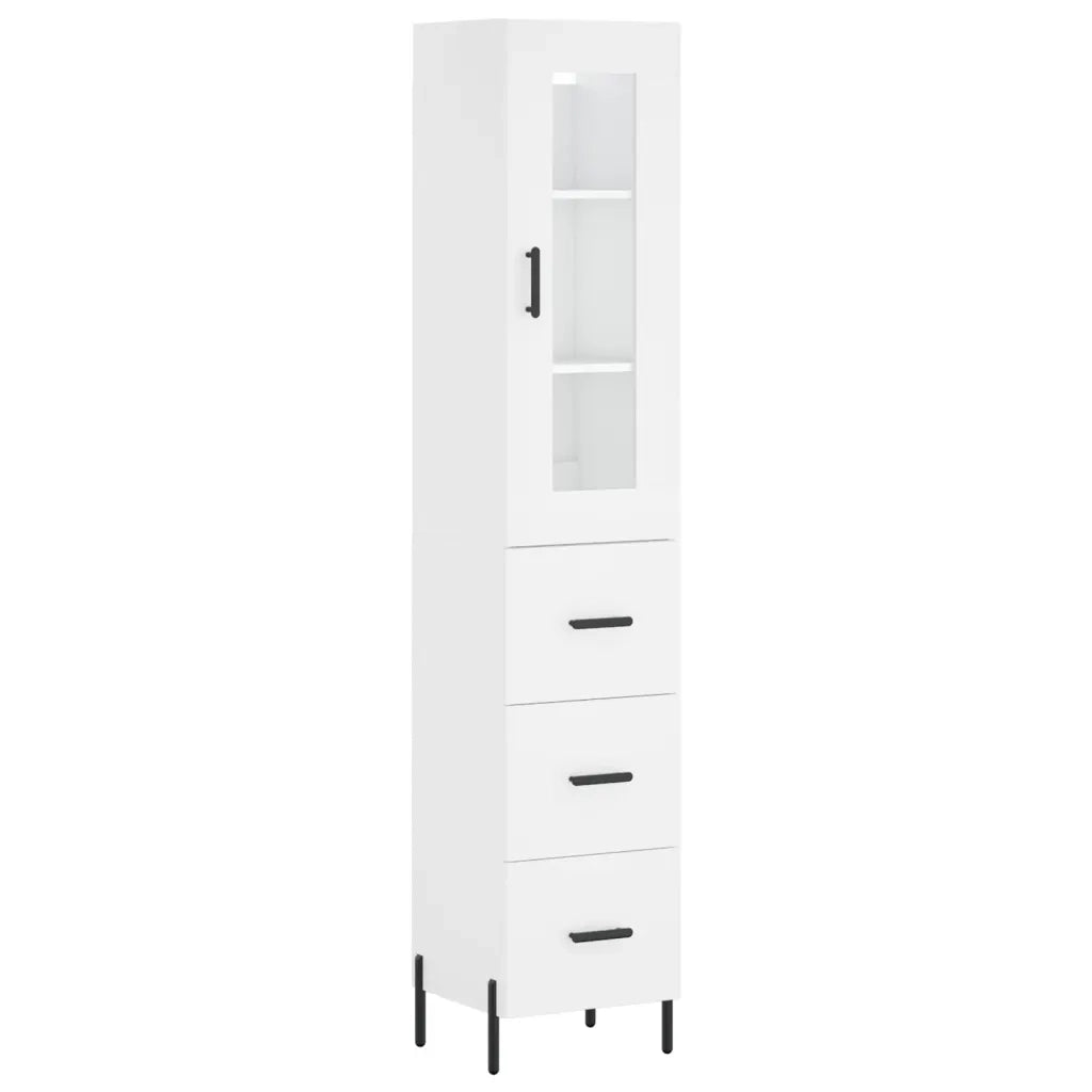 Credenza | Madia | Buffet da pranzo | Armadio da pranzo Bianca 34,5x34x180 cm in Legno Multistrato