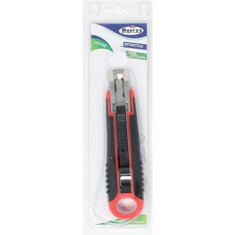 CUTTER DI SICUREZZA PER UFFICIO RETRATTILE CON LAMA AFFILATA ROSSO E NERO