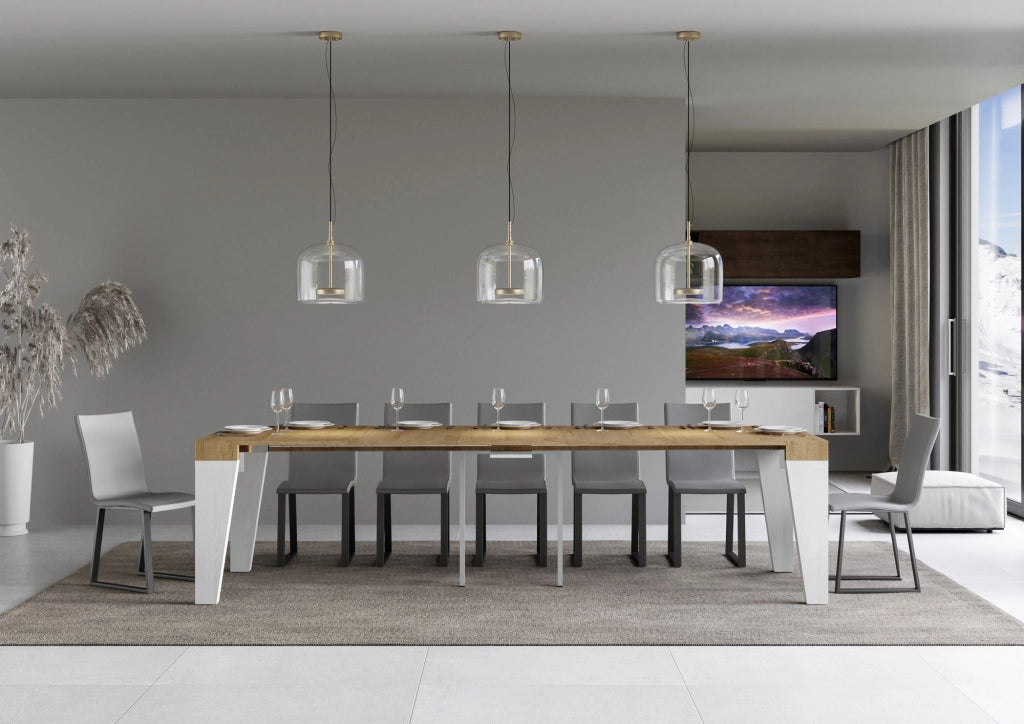 Consolle allungabile 90x40/300 cm Naxor Mix piano Quercia Natura - struttura Bianco Frassino
