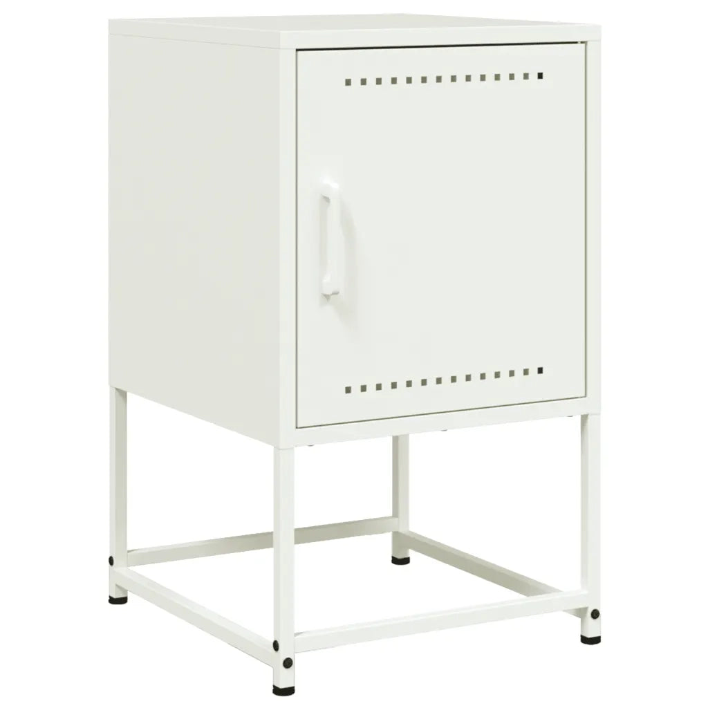 Set di 2 Comodini | Armadio da Notte | Mobiletto da notte Bianchi 36x39x60,5 cm in Acciaio