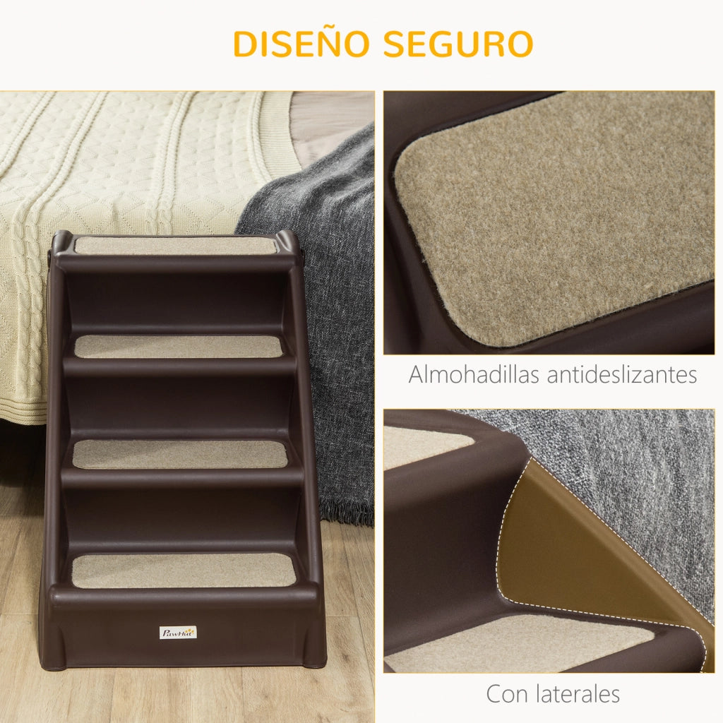 Scala per Cani Gatti Portatile ¨C zephmum ¨C Marrone 62x38x49,5 cm