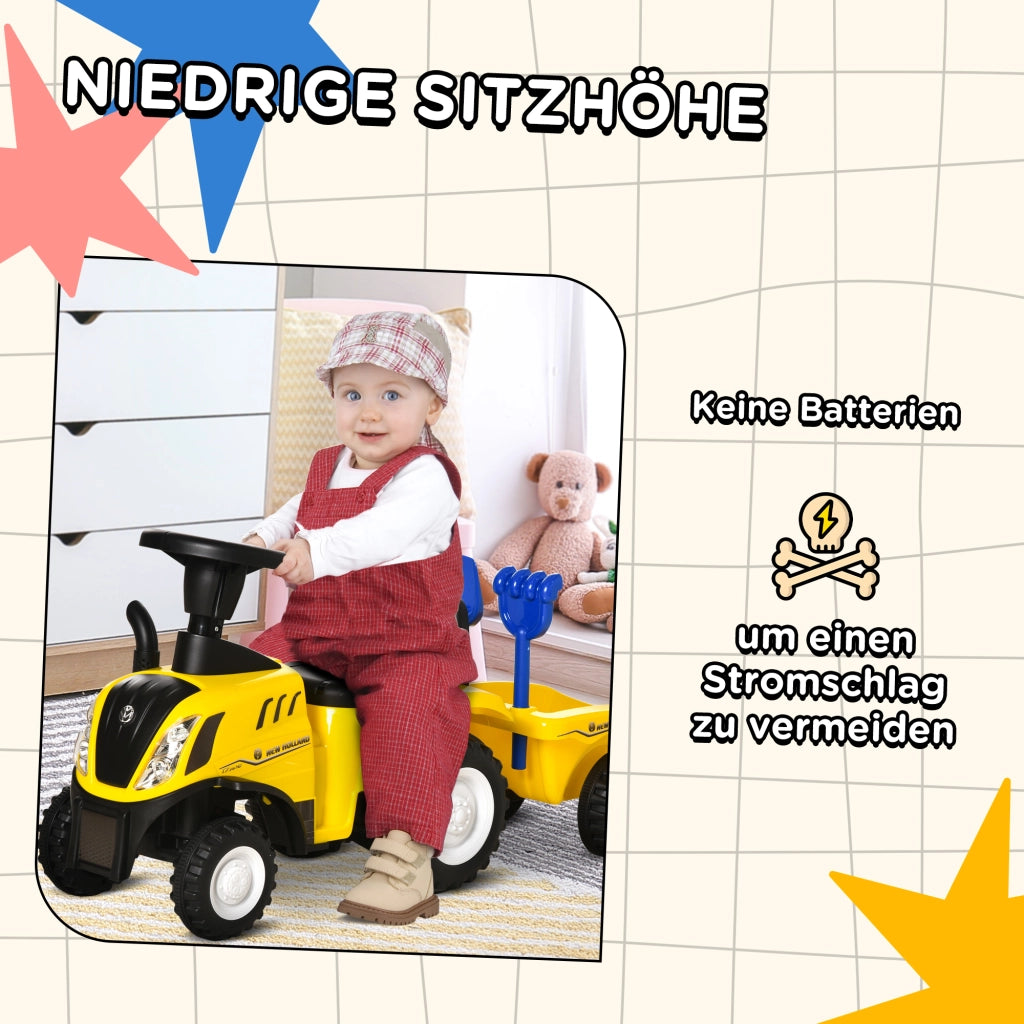 Trattore cavalcabile con rimorchio e giochi sabbia ¨C Xylo ¨C giallo 91x29x44cm