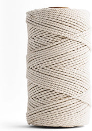 Tessuto a doppia torsione macramé (3mm 120M) - 100% tessuto di cotone riciclato - Tessuto macramé naturale per artigianato.