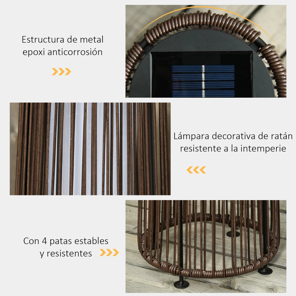 Lampada da Esterno in Rattan Solare LED ¨C zephmum ¨C Marrone ?21,5x61 cm