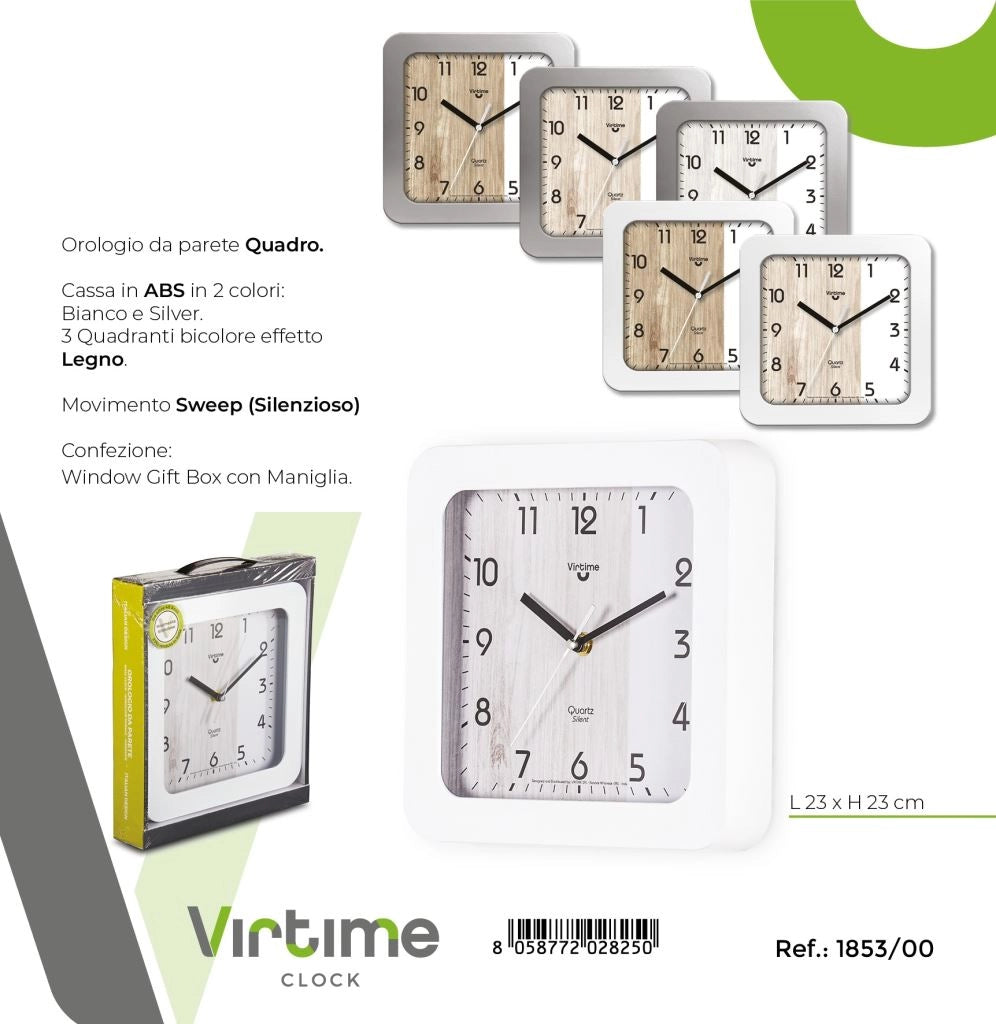 1 Pezzo Orologio da Parete in ABS con Movimento Silenzioso 23 x 25 cm 5 Colori