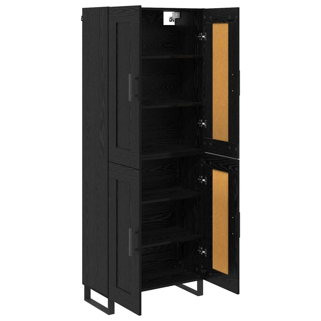 Credenza-Buffet-Armadio da cucina Rovere Nero 69,5 x 34 x 180 cm Legno multistrato 173967