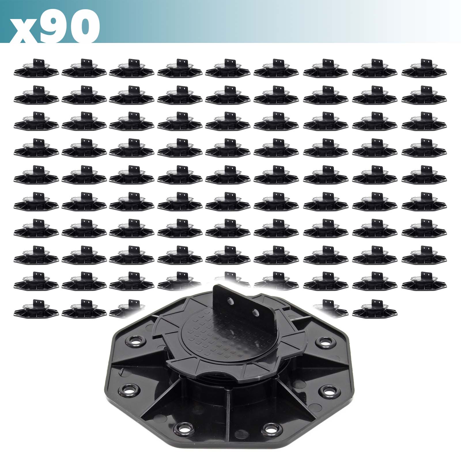 Set 90 supporti per pavimenti galleggianti, Altezza regolabile 18-25mm Max 2700 kg, Piedini per Decking