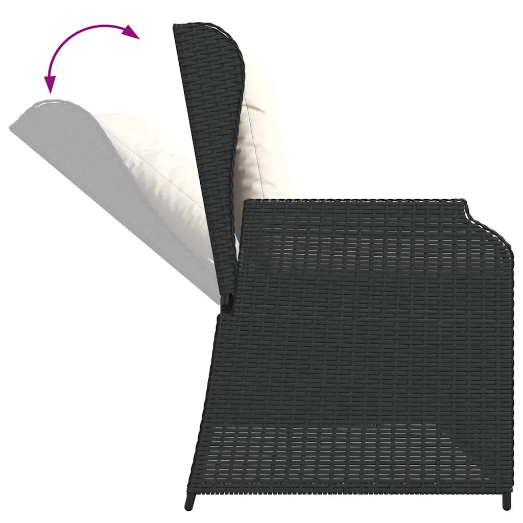 vidaXL Panchina da giardino con cuscino Nero Poly Rattan