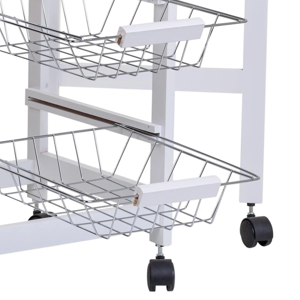 Carrello da cucina in legno bianco 37/91x37x79h