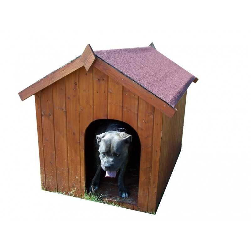 Cuccia da esterno per cani taglia piccola in legno 70x110 cm – tetto a guaina – spessore 16 mm – NC0711.01 Foresta