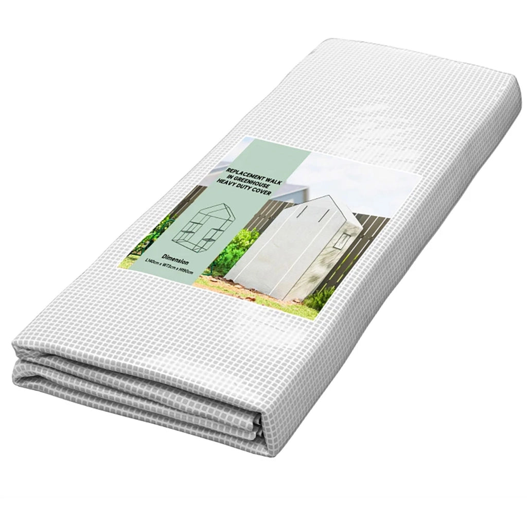 Copertura Serra da Giardino 140x73x190 cm con Porta a Cerniera e Finestre in PE Bianco