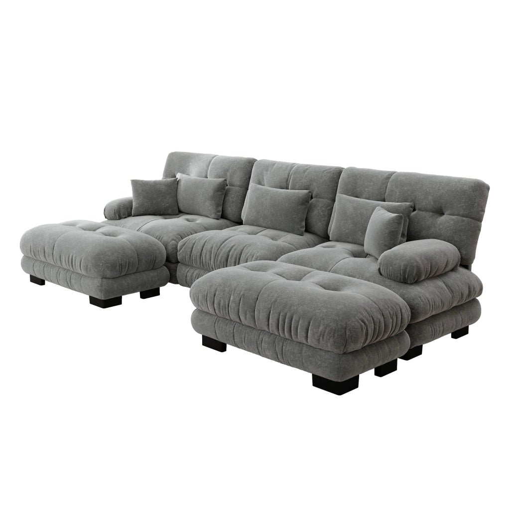 Divano Letto Angolare Modulare U ¨C MINIMAL ¨C Tessuto Chenille Grigio