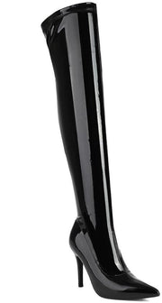 Laarzen Sexy Puntige Basso in Larghezza - Altezza Caviglia 10 cm - Altezza Tacco 51 cm - Pelle Verniciata - Design Elegante - Stivali di Alta Caviglia