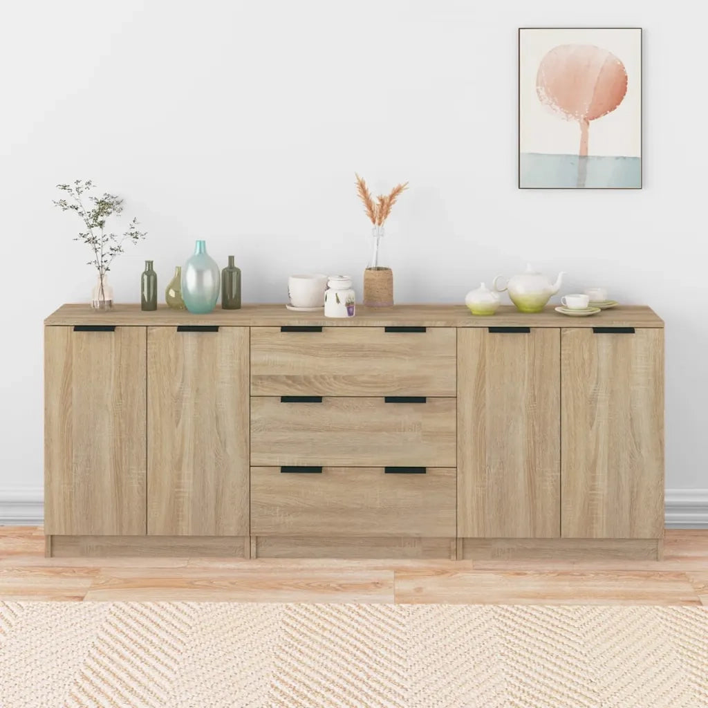 Credenze 3 pz Rovere Sonoma in Legno Multistrato 3115782