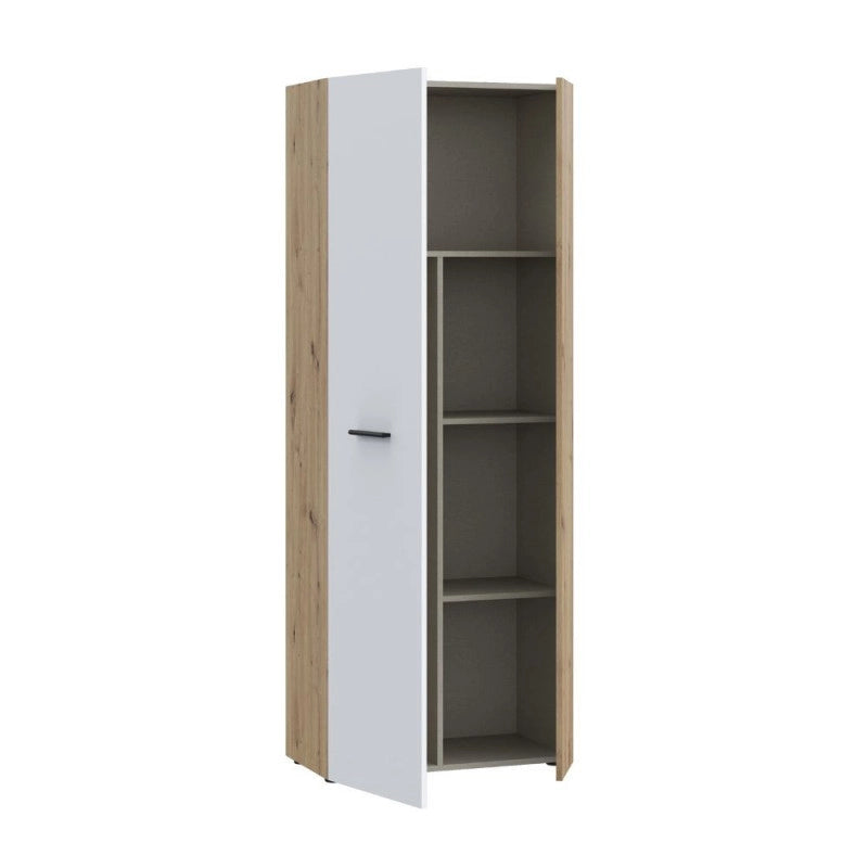 Armadio multiuso Teodoro 2 ante con portascope struttura rovere e 1 anta bianco