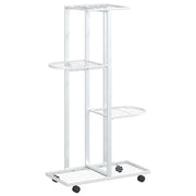 Fioriera | Cassetta per fiori | Vaso a 4 Piani con Ruote 44x23x80 cm Ferro Bianco