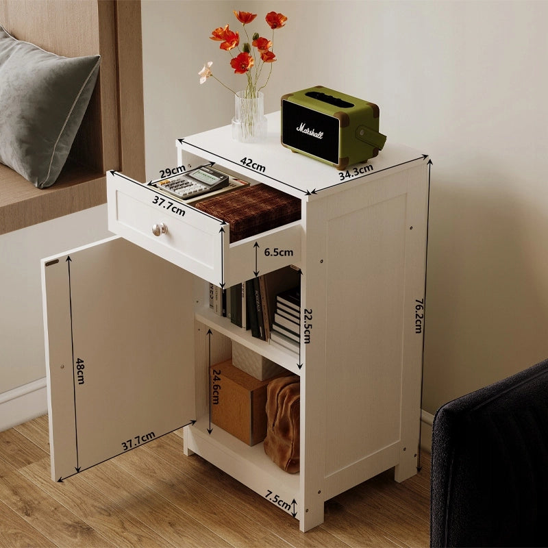 Comò bianco per ufficio, soggiorno, scaffale, mobile con ante e cassetto in stile loft, 76 cm