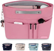 Organizzatore per borse a mano con tasca a zip, borsa in borsa organizzatore impermeabile in poliestere, tasche interne per borse a mano, rosa (M)