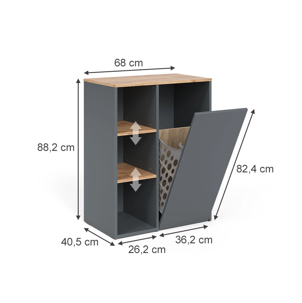 Vicco Mobiletto da bagno Antracite/quercia dorata 68 x 88.2 cm con ripiani aperti