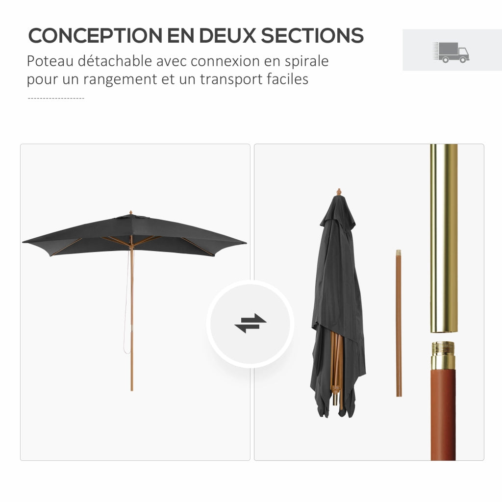 Parasol Rettangolare ¨C zephmum ¨C Grigio 300x200x250 cm