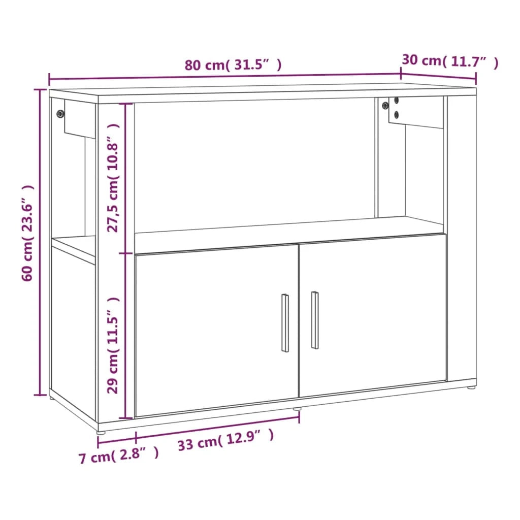 Buffet credenza cassettiera armadio mobile contenitore organizer cucina soggiorno rovere Sonoma 80 x 30 x 60 cm legno ingegnerizzato marrone 02_0031714