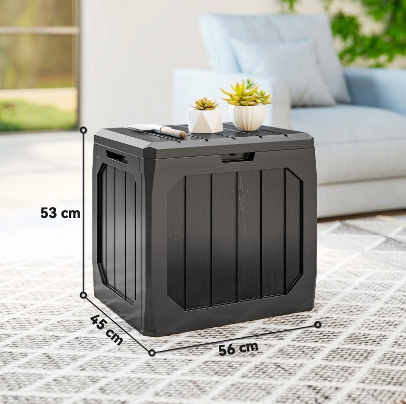 Box contenitore da giardino con chiusura; 56x45x53 cm; in polipropilene nero