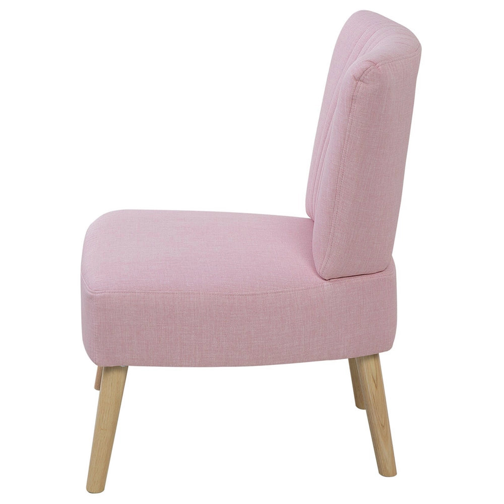 Poltrona rosa soggiorno Gambe in legno capitonné verticali senza braccioli