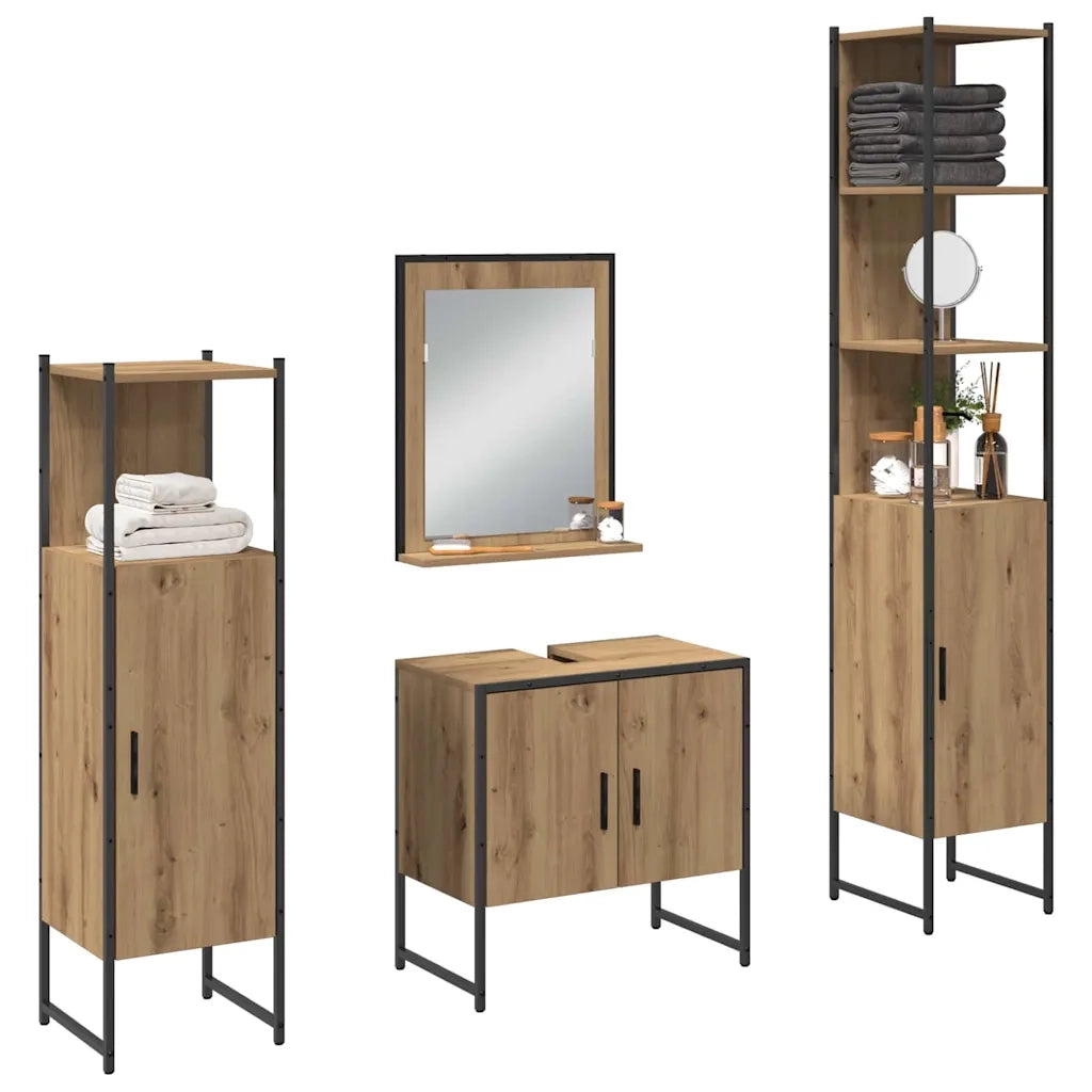 Set di mobili per il bagno 4 pcs Marrone Legno multistrato 3334413