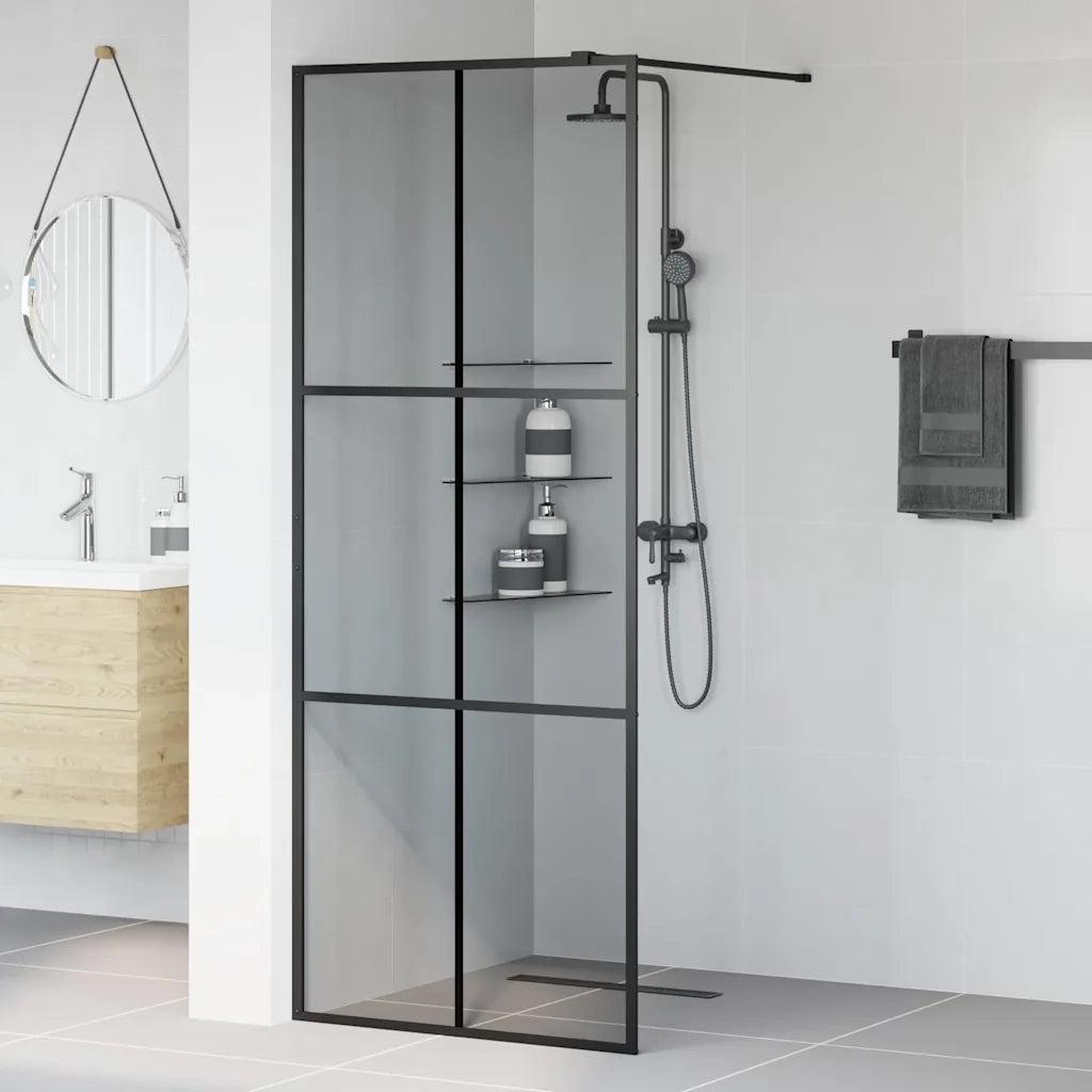 Parete Doccia Walk-in Nero 80 x 195 cm vetro temperato CFW4106806