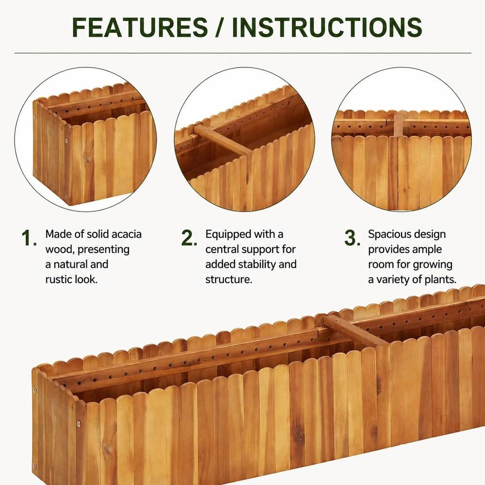Garden Raised Bed 150x30x25 Cm Solid Acacia Wood