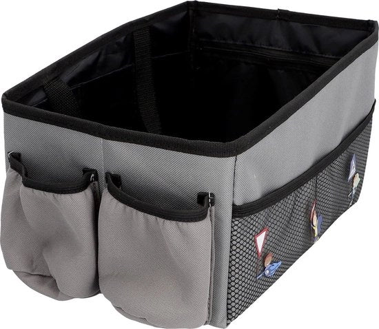 Organizzatore per sedile posteriore, con 12 contenitori, grande e pieghevole, per l'auto, con chiusura a clip, 12 contenitori, grigio