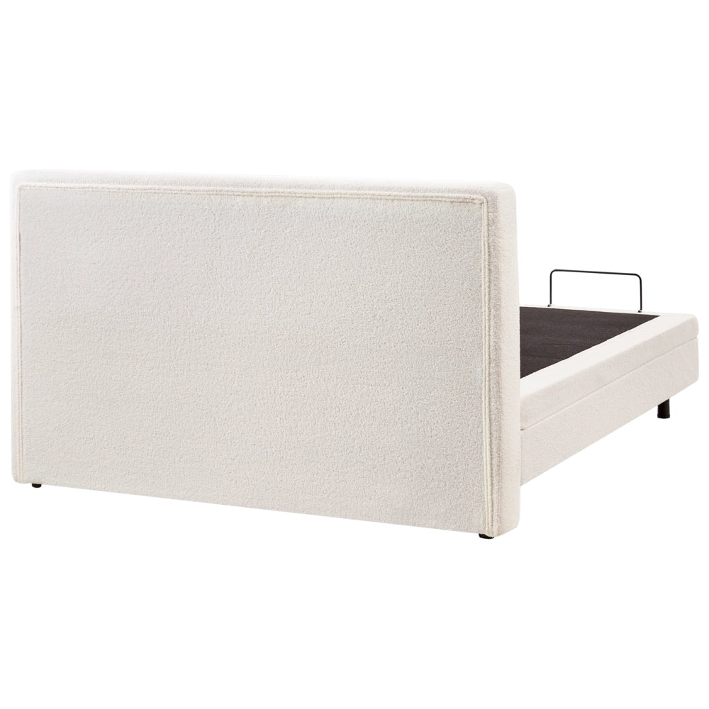 Letto matrimoniale Tessuto bouclè bianco sporco Elettrico Regolabile 160 x 200 stile moderno