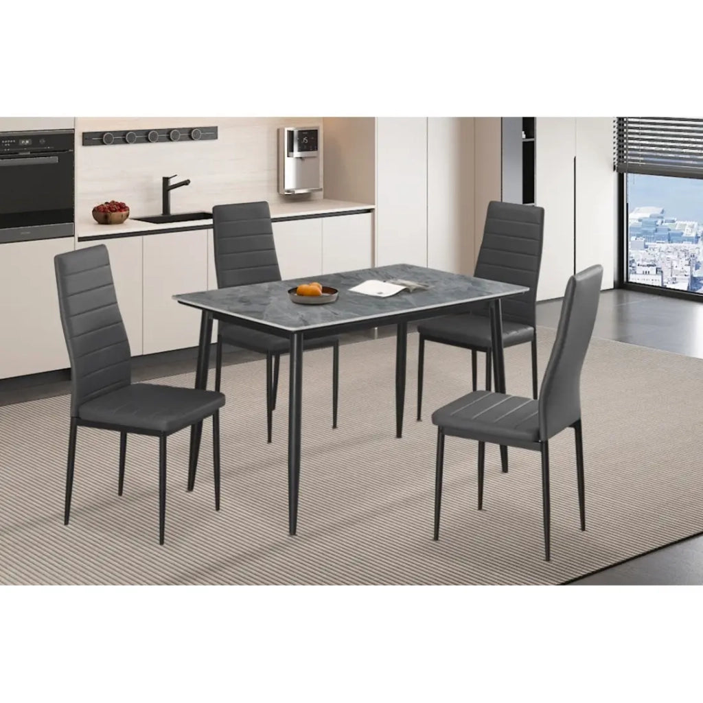 Tavolo da pranzo GRANVIA – 120x70 cm – Effetto ardesia – Struttura in metallo – Design compatto e moderno