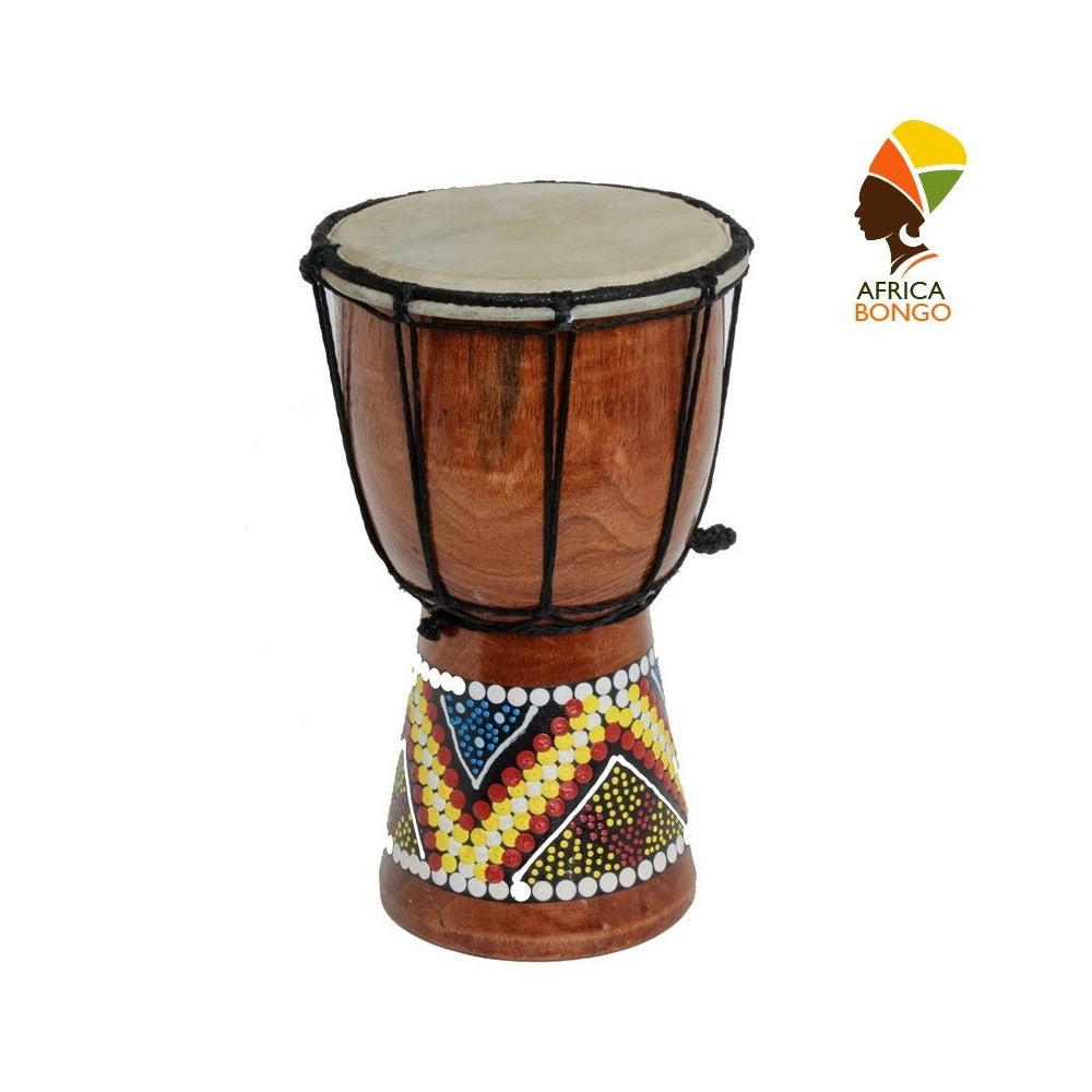 Trade Shop - Bongo In Legno Decorativo Africano Tamburo Arredamento Altezza 19 X Diametro 12 -