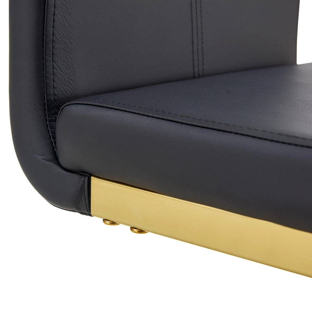 Sgabello da bar set di 2 con poggiapiedi in metallo, in pelle PU, nero e oro