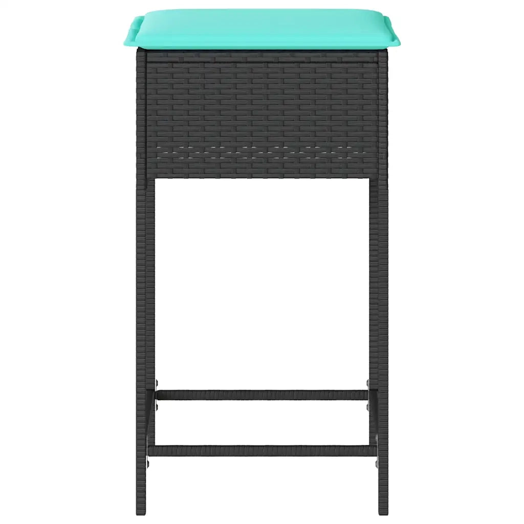 Sgabelli da giardino con Cuscini 2 pz in Polyrattan Nero 368325