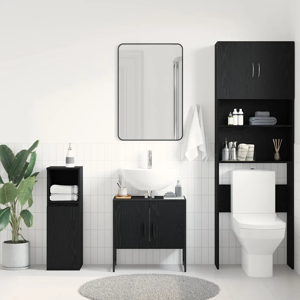 Armadio per Lavabo da Bagno Rovere Nero 60 x 30 x 60 cm 863120